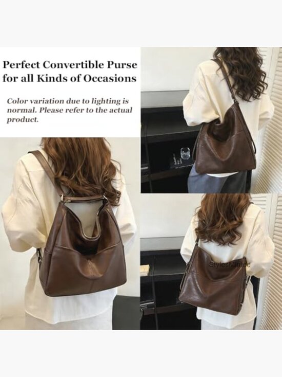 Convertible Backpack Purse Tote Shoulder Crossbody Hobo Vegan Leather